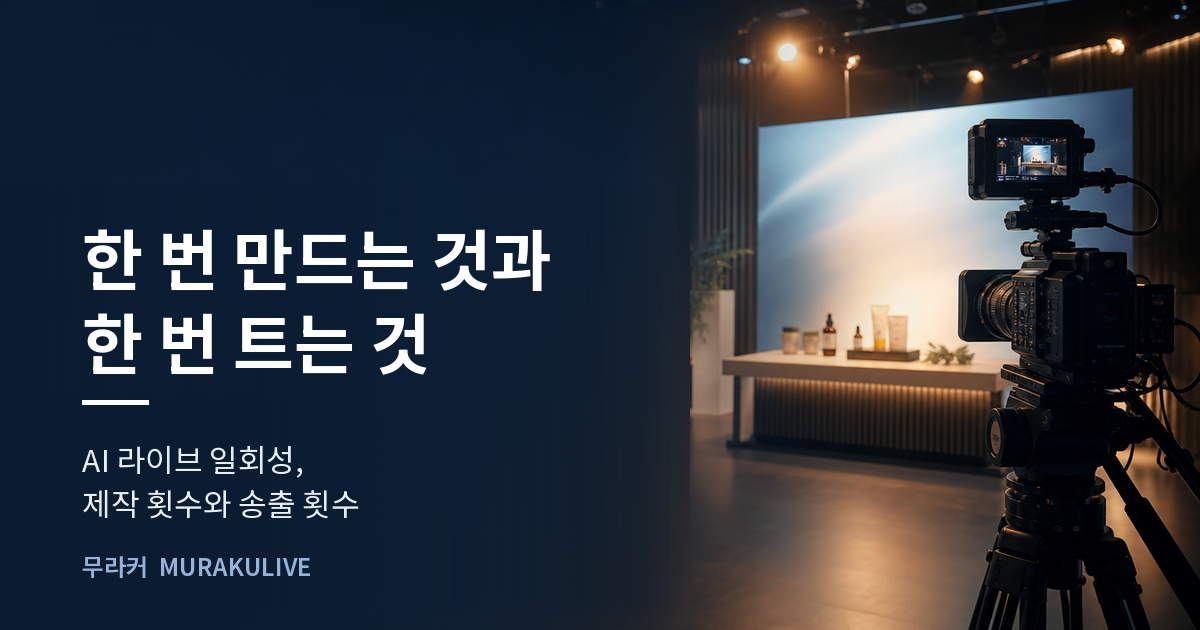 어두운 스튜디오 배경 위에 한 번 만드는 것과 한 번 트는 것이라는 문구가 적힌 무라커 인사이트 대표 이미지